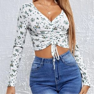 Long Sleeve Crop Too with Adjustable Front